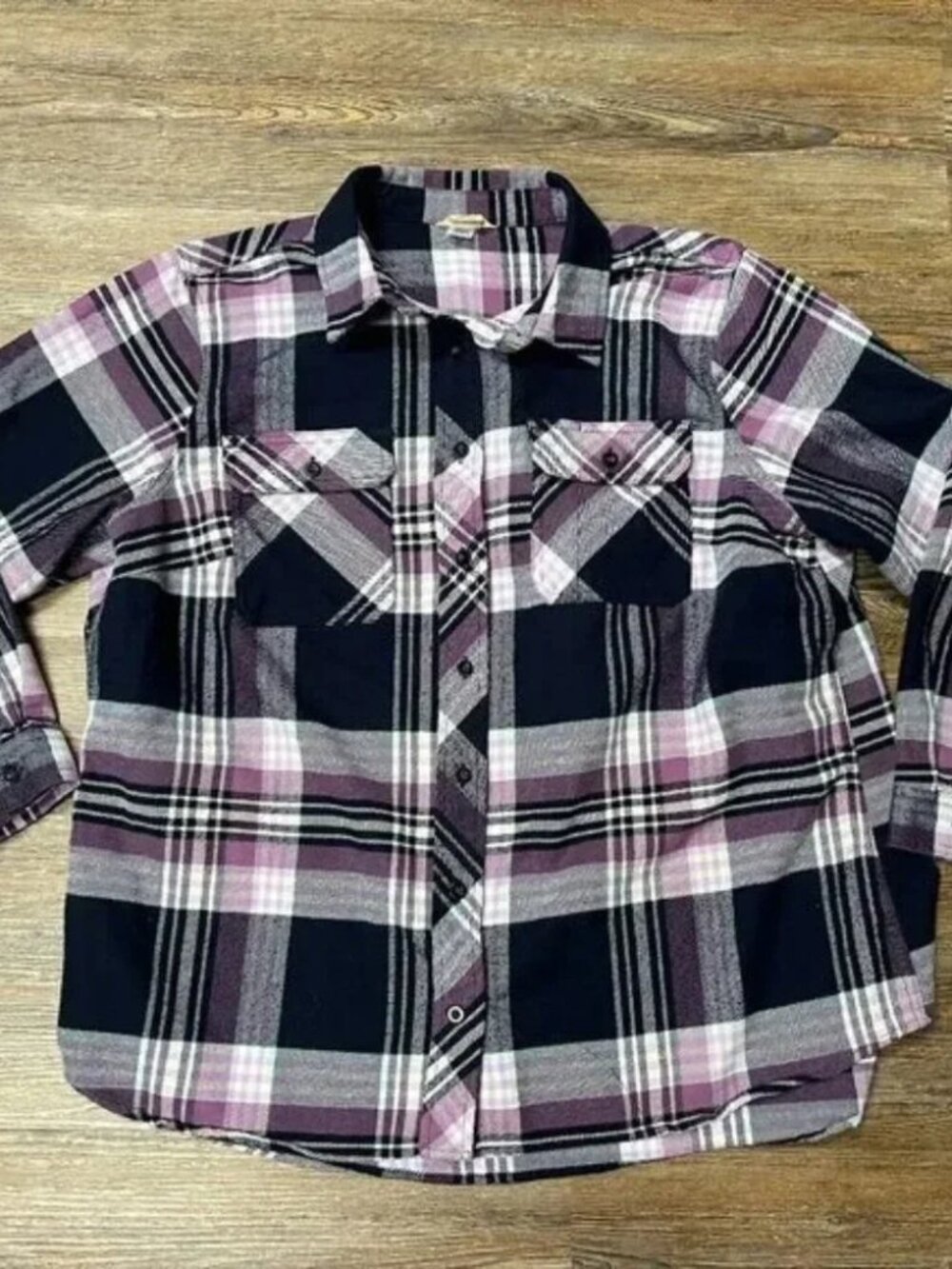 Duluth Trading Co. Flannel Shirt - Women Size 1X - 3/4 Sleeves - Cotton Blend